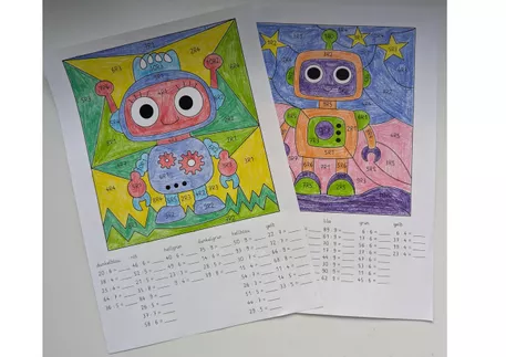 Bild in der Beschreibung des Unterrichtsmaterials 🤖 Division mit Rest – 2 Rechenmalblätter zum Üben (Klasse 3/4) von JBC Kids #1