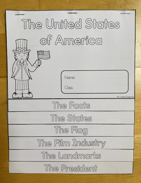 Bild in der Beschreibung des Unterrichtsmaterials USA - Flip Book von Camilla