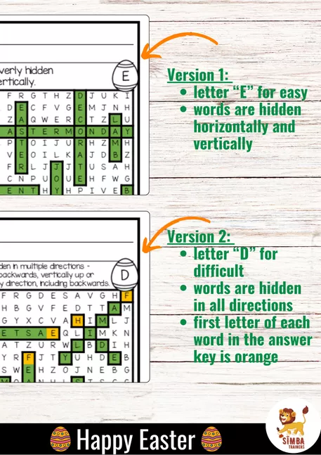 Bild in der Beschreibung des Unterrichtsmaterials XXL Word Search Puzzle (Easter) | March / April Pasen Maart / April Engels von SIMBA Trainers Education #1