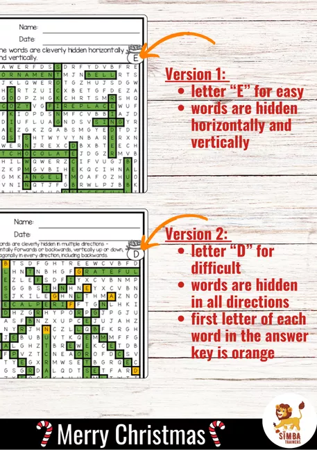 Bild in der Beschreibung des Unterrichtsmaterials XXL Word Search Puzzle (Christmas) | Noël Anglais von SIMBA Trainers Education #1