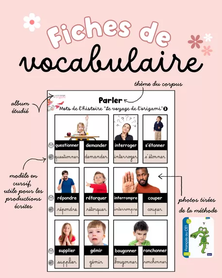 Bild in der Beschreibung des Unterrichtsmaterials Fiches vocabulaire Français au CE1 - P2 von Des fleurs pour la maitresse #1