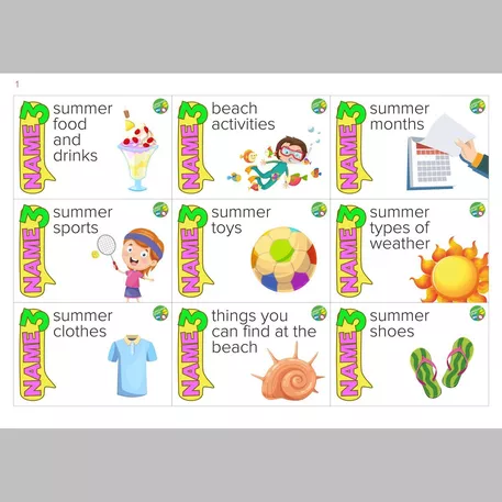 Bild in der Beschreibung des Unterrichtsmaterials Summer Name 3 game von Language Stuff #1