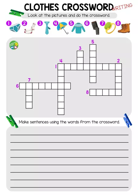 Bild in der Beschreibung des Unterrichtsmaterials Clothes Crosswords von Language Stuff #2