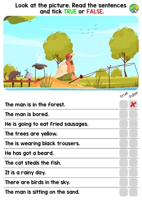 Bild in der Beschreibung des Unterrichtsmaterials True or False Worksheets von Language Stuff #2