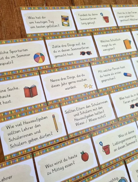 Bild in der Beschreibung des Unterrichtsmaterials Plauderkarten zum Schulanfang - Gesprächsimpulse (Deutsch / DaZ) von Brighter Day Classroom #1