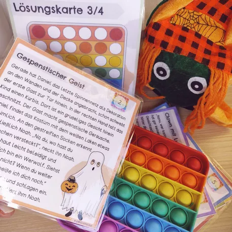 Bild in der Beschreibung des Unterrichtsmaterials Halloween: Schaurige Geburtstagsparty | Lesekartei zu POP ITs | Klasse 3/4 von Papillionis #2