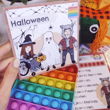 Bild in der Beschreibung des Unterrichtsmaterials Halloween: Schauriges Geburtstagsfest | Lesekartei | POP ITs | Klasse 2 von Papillionis #1