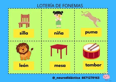 Bild in der Beschreibung des Unterrichtsmaterials JUEDO DIDÁCTICO. LOTERÍA SONIDO INICIAL. von @neurodidactica #3