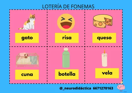 Bild in der Beschreibung des Unterrichtsmaterials JUEDO DIDÁCTICO. LOTERÍA SONIDO INICIAL. von @neurodidactica #2