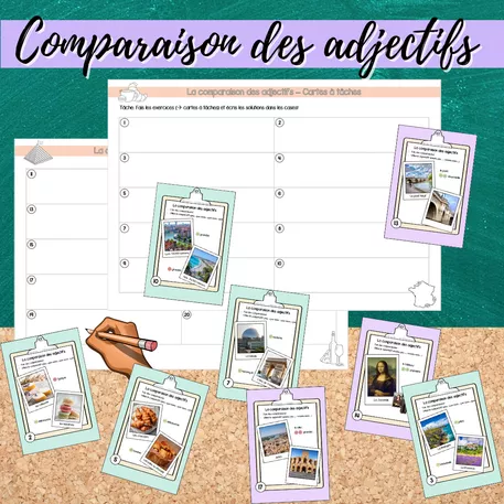 Bild in der Beschreibung des Unterrichtsmaterials Cartes à tâches: Comparaison des adjectifs von Mme_Sie #1