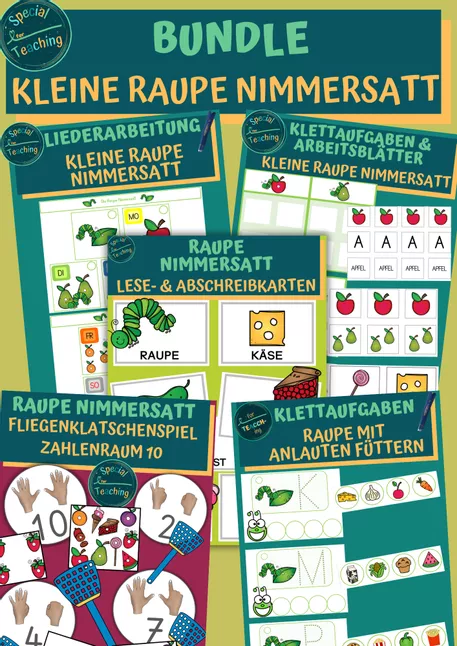 Bild in der Beschreibung des Unterrichtsmaterials Lese- und Abschreibkarten: Raupe Nimmersatt von Special Heart for Teaching #1