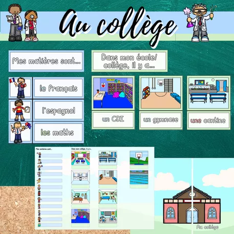 Bild in der Beschreibung des Unterrichtsmaterials Vocabulaire: Au collège / À l