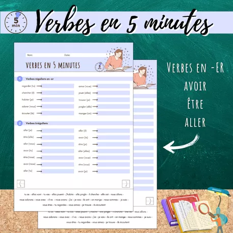 Bild in der Beschreibung des Unterrichtsmaterials Verbes en 5 minutes: Verbes en -er, avoir, être & aller von Mme_Sie #1