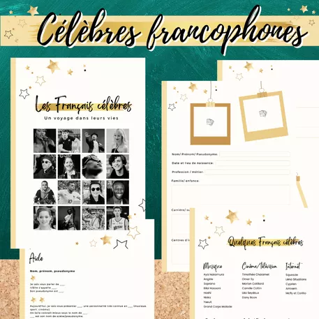 Bild in der Beschreibung des Unterrichtsmaterials Présentation/ Arbeitsheft: Célèbres francophones von Mme_Sie #1