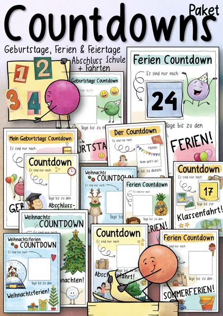 Bild in der Beschreibung des Unterrichtsmaterials Mein Schulanfang - 5 Countdowns zum Schulstart (Post-It oder Folienstift) von Doodleteacher #1