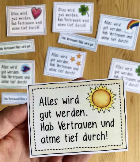 Bild in der Beschreibung des Unterrichtsmaterials Alles wird gut werden! - 16 Karten zum Vertrauen schenken / Mutmacher / Affirmation von Doodleteacher #1