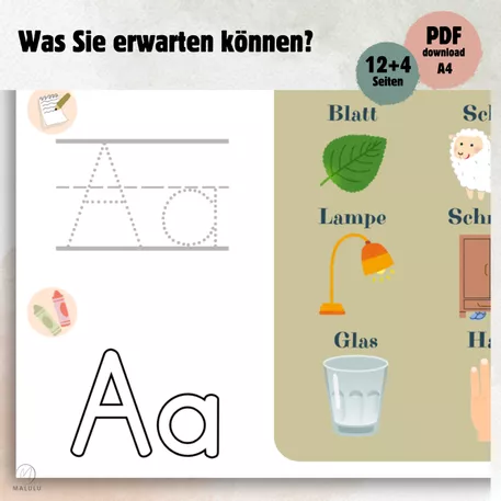 Bild in der Beschreibung des Unterrichtsmaterials Vorschul-Arbeitsblätter Lustige Buchstaben A-F, Kindergarten Bildungsaktivitäten von Katerina | Malulu For Kids #4