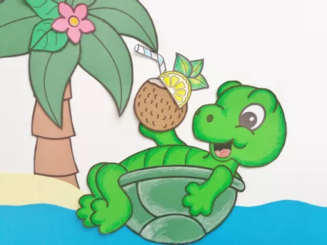 Bild in der Beschreibung des Unterrichtsmaterials Schildkröten basteln Klima Bastelvorlage Meer Wasser Plastikmüll von Wolkenland.Graphics #1