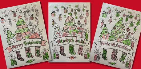 Bild in der Beschreibung des Unterrichtsmaterials Kartenpaket "Frohe Weihnachten" in 33 Sprachen zum Ausmalen DIN A4 von Philipp Weiser #1