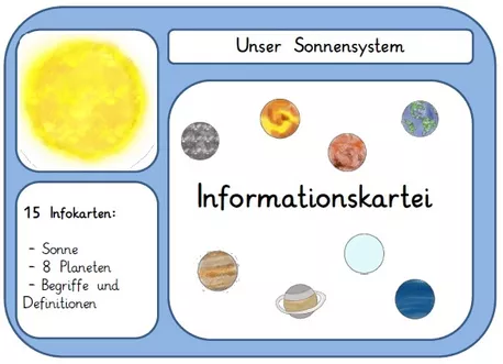 Bild in der Beschreibung des Unterrichtsmaterials Informationskartei Unser Sonnensystem Weltraum von Grubär #1