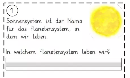 Bild in der Beschreibung des Unterrichtsmaterials Lesepass Sätze, Fragen und Antworten unser Sonnensystem Satzebene von Grubär #1