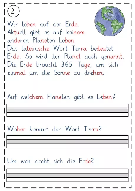 Bild in der Beschreibung des Unterrichtsmaterials Lesepass Texte, Fragen und Antworten unser Sonnensystem Textebene von Grubär #1