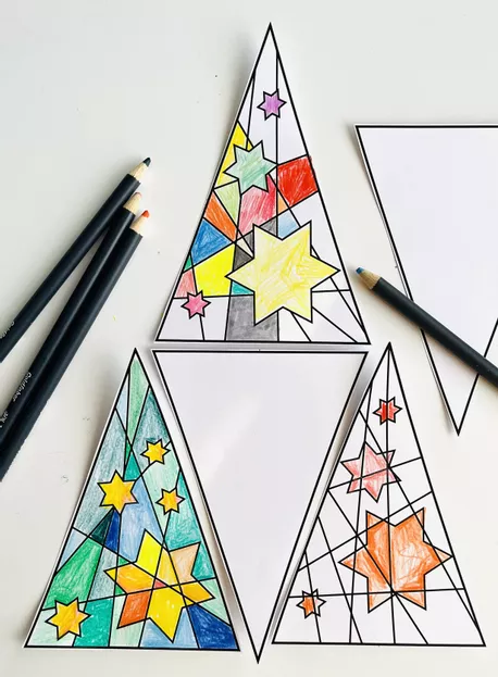 Bild in der Beschreibung des Unterrichtsmaterials Kooperativer Tannenbaum - Muster: Weihnachtsbaum Mosaic von Doodleteacher #1