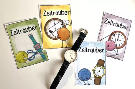 Bild in der Beschreibung des Unterrichtsmaterials Nette Zeiträuber bzw. Zeitdiebe - Karten für die Tafel / Klassenzimmer von Doodleteacher #1