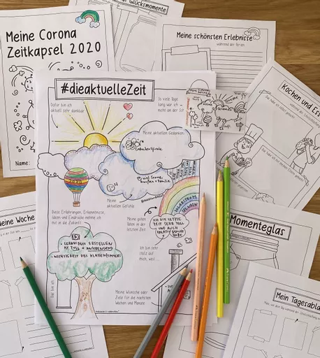 Bild in der Beschreibung des Unterrichtsmaterials Corona Zeitkapsel 🦠 / Tagebuch - Sketchnotes Materialpaket von Doodleteacher #2