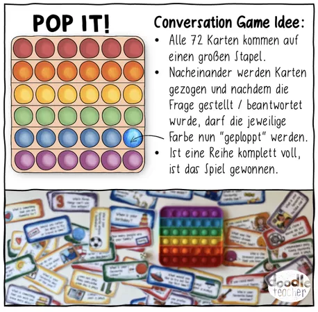 Bild in der Beschreibung des Unterrichtsmaterials Conversation Starters Game / POP-IT! und Würfelversion von Doodleteacher #1
