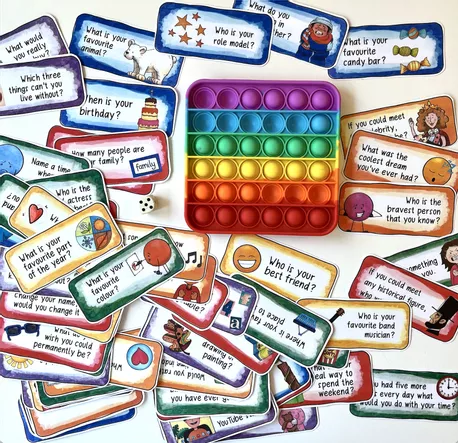 Bild in der Beschreibung des Unterrichtsmaterials Conversation Starters Game / POP-IT! und Würfelversion von Doodleteacher #2