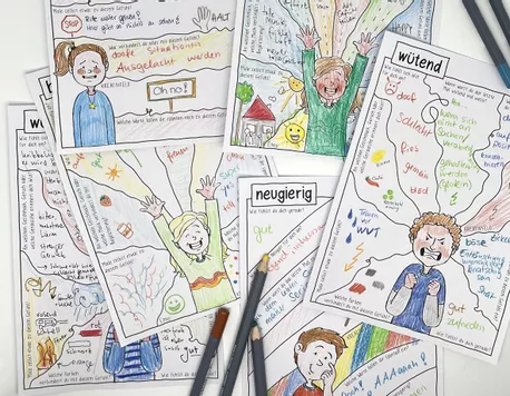 Bild in der Beschreibung des Unterrichtsmaterials Neugier / neugierig - Gefühle kreativ erkunden - Sketchnotes von Doodleteacher #1
