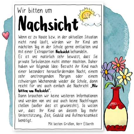 Bild in der Beschreibung des Unterrichtsmaterials Nachsicht / Rücksicht in der Schule - Elternbrief / Elternarbeit von Doodleteacher #1