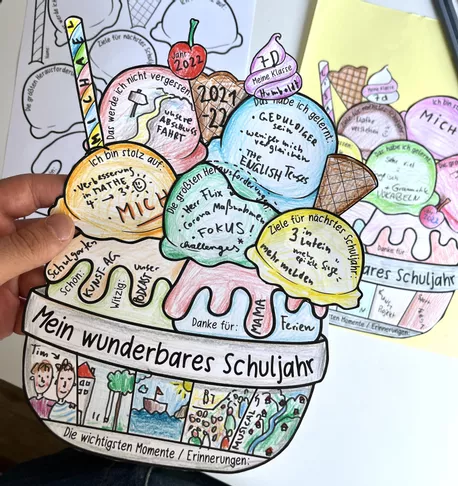 Bild in der Beschreibung des Unterrichtsmaterials My School Year - Ice Cream Craftivity - Englischunterricht von Doodleteacher #1