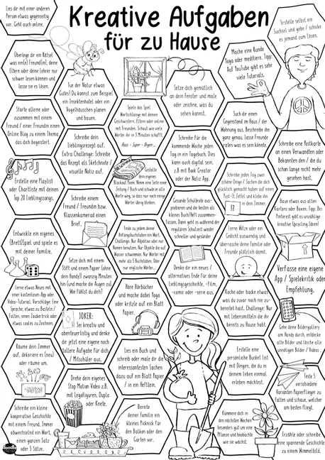 Bild in der Beschreibung des Unterrichtsmaterials Kreative Aufgaben für zu Hause - Materialpaket (Allg / D / M / GS) von Doodleteacher #2