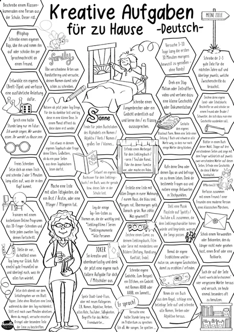 Bild in der Beschreibung des Unterrichtsmaterials Kreative Aufgaben für zu Hause - Materialpaket (Allg / D / M / GS) von Doodleteacher #3