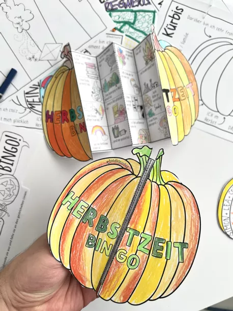 Bild in der Beschreibung des Unterrichtsmaterials Herbstzeit / Herbstferien - Kreatives Bingo (Finde jemanden, der / die ...) von Doodleteacher #1