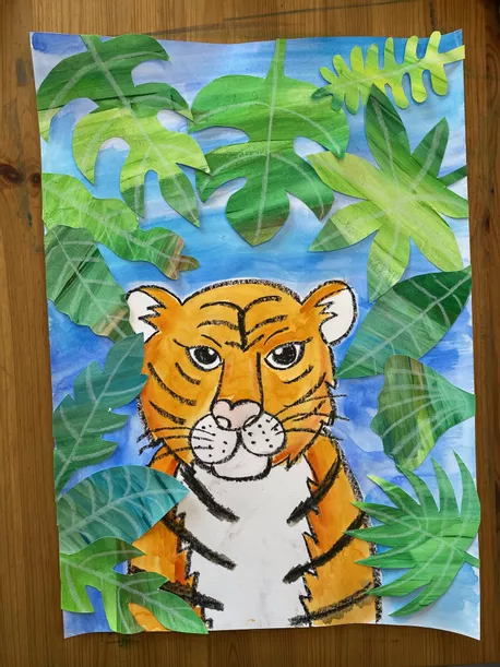 Bild in der Beschreibung des Unterrichtsmaterials Kunstprojekt - Henri Rousseau - Tiger im Dschungel - Schritt für Schritt von Odd Bird & Company #1