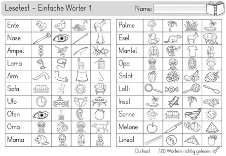 Bild in der Beschreibung des Unterrichtsmaterials Lesetest - Erste Wörter lesen - Lesetraining mit Blanko-Vorlage von Odd Bird & Company #1