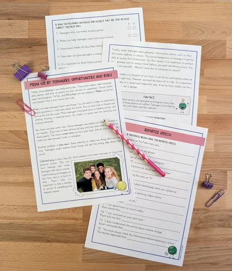 Bild in der Beschreibung des Unterrichtsmaterials Mediennutzung Jugendlicher Englisch – Lesetext & Reported Speech Kl. 8/9 von Brighter Day Classroom #1