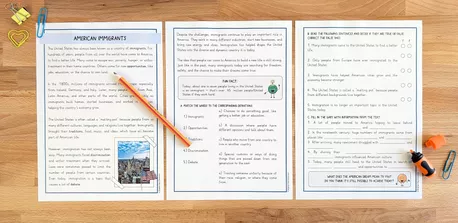 Bild in der Beschreibung des Unterrichtsmaterials American immigrants: reading comprehension and grammar (Englisch) von Brighter Day Classroom #1