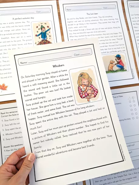 Bild in der Beschreibung des Unterrichtsmaterials Simple Past Lesetexte mit Übungen – Englisch Leseverständnis Arbeitsblätter von Brighter Day Classroom #1