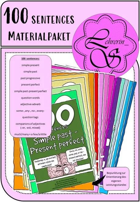 Bild in der Beschreibung des Unterrichtsmaterials 100 sentences: much & many von Lehrerin_S #1
