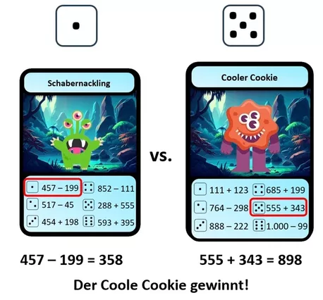 Bild in der Beschreibung des Unterrichtsmaterials Kopfrechnen Zahlenraum 1.000 - Kartenspiel Monsterchen von So macht Lernen Spaß! #1