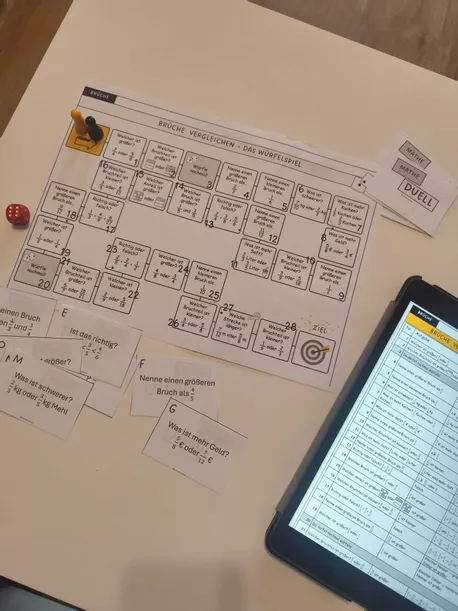 Bild in der Beschreibung des Unterrichtsmaterials Brüche vergleichen (Spielfeld mit Lösungen, Spiel) von Lernenlernen #1
