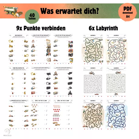 Bild in der Beschreibung des Unterrichtsmaterials Vorschul-Arbeitsblätter Bau- und Landwirtschaftsfahrzeuge, Kindergarten Bildungsaktivitäten von Katerina | Malulu For Kids #3