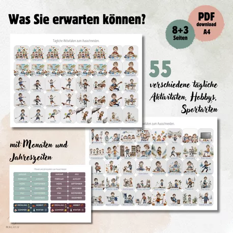 Bild in der Beschreibung des Unterrichtsmaterials Bilder Wochenplaner für Kinder - 55 Aktivitäten, Vorschule, Kindergarten von Katerina | Malulu For Kids #3