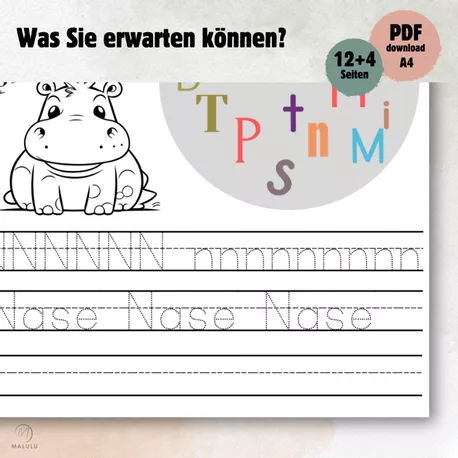 Bild in der Beschreibung des Unterrichtsmaterials Vorschul-Arbeitsblätter Lustige Buchstaben M-R, Kindergarten Bildungsaktivitäten von Katerina | Malulu For Kids #5
