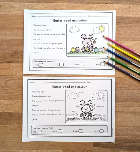 Bild in der Beschreibung des Unterrichtsmaterials Easter read and colour - 8 imágenes, 2 versiones diferenciadas (inglés) von Brighter Day Classroom #1