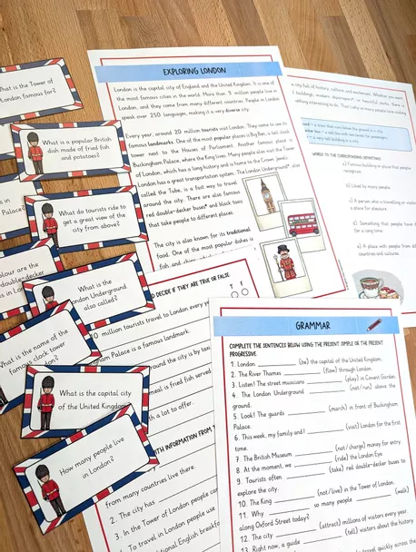 Bild in der Beschreibung des Unterrichtsmaterials London / Londra – Comprensione del testo + grammatica (inglese) von Brighter Day Classroom #1
